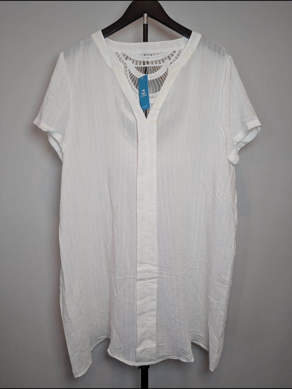 Cupshe Women's Size XL White Swim Coverup With Embroidered Back